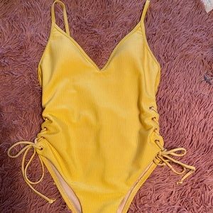 Yellow one piece swimsuit
